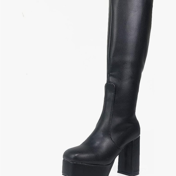 Black Tall Platform Heel Boots - Women - Picture 3 of 5